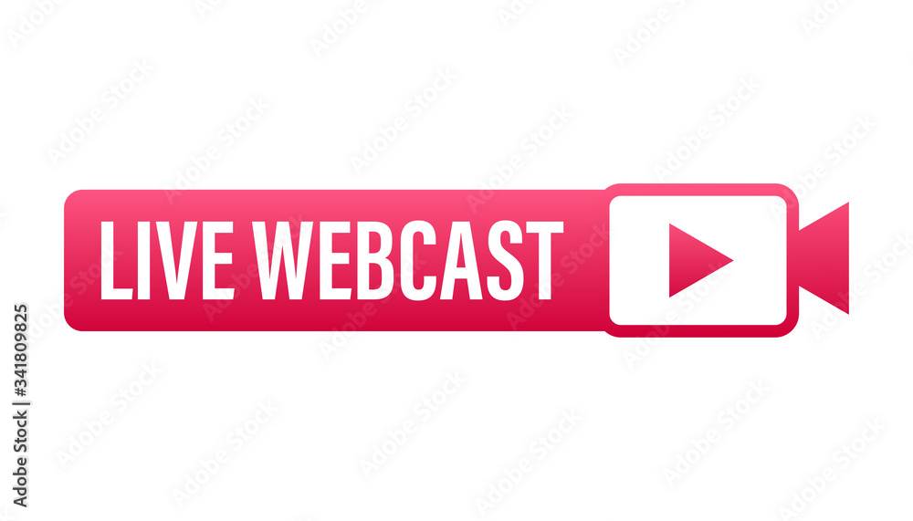 Live Webcast Button, icon, emblem, label. Vector stock illustration. Live Webcast Button, icon, emblem, label. Vector stock illustration.