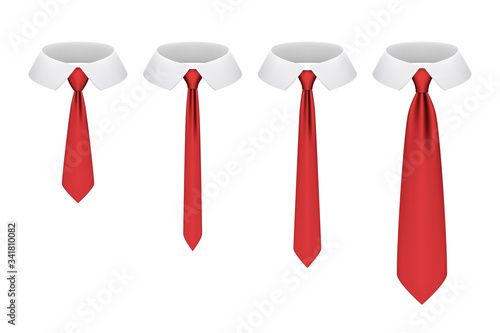 Set of realistic ties isolated on white background. Vector illustration