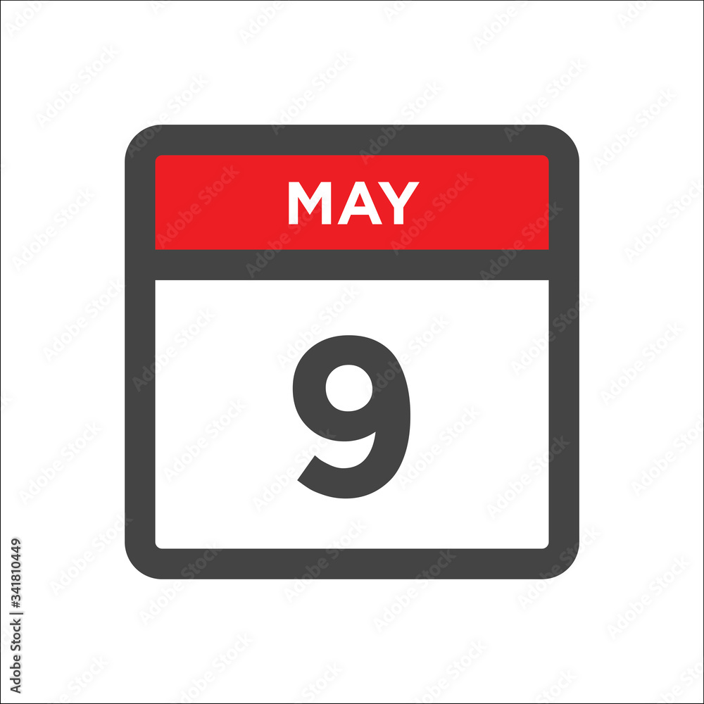 May 9 calendar icon w day of month May 9 calendar icon w day of month