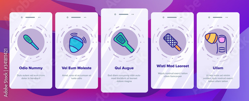 Callus Remover Tool Onboarding Icons Set Vector. Foot Rasp For Treatment Of Hard Skin, Callus Remover Hygiene Equipment, Electronic And Manual Brush Illustrations