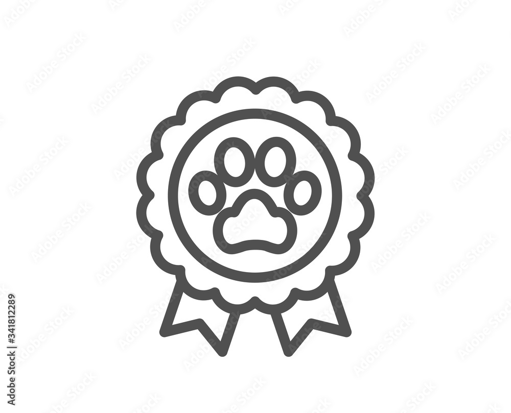 Dog competition line icon. Pets award sign. Champion winner medal symbol. Quality design element. Editable stroke. Linear style dog competition icon. Vector Dog competition line icon. Pets award sign. Champion winner medal symbol. Quality design element. Editable stroke. Linear style dog competition icon. Vector