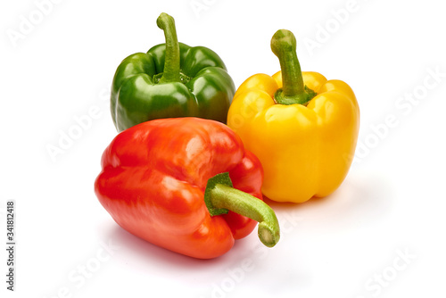 Bell pepper mix, bulgarian pepper, isolated on white background