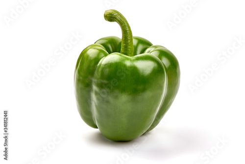 Green Bell pepper, bulgarian pepper, isolated on white background