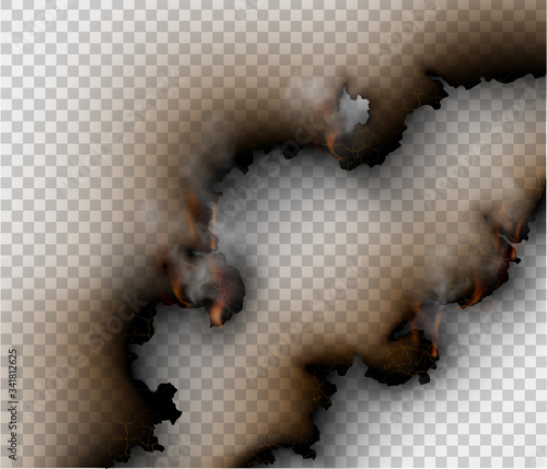 transparent design burning templates torn paper with fire