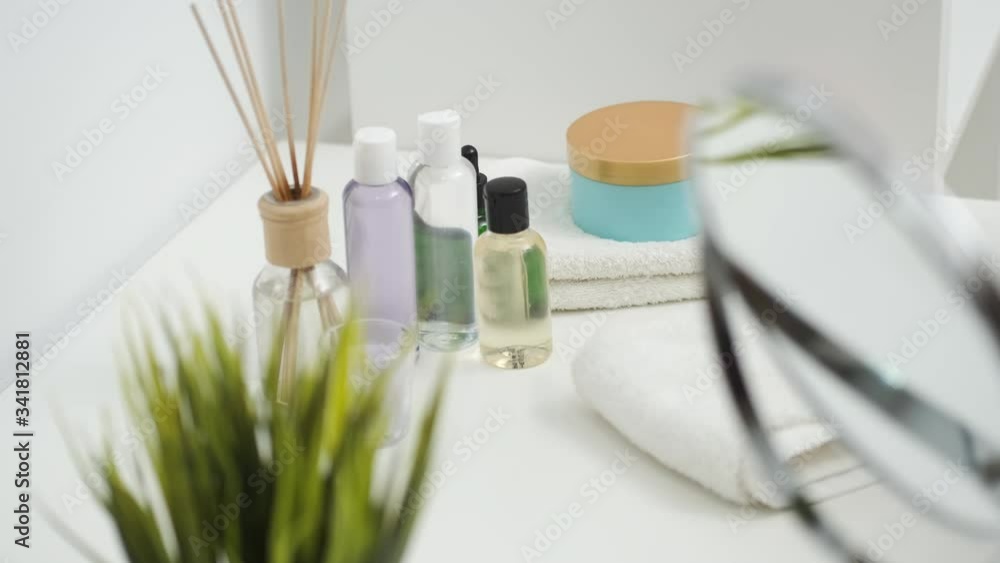 Facial cosmetics on the table in the bathroom Facial cosmetics on the table in the bathroom