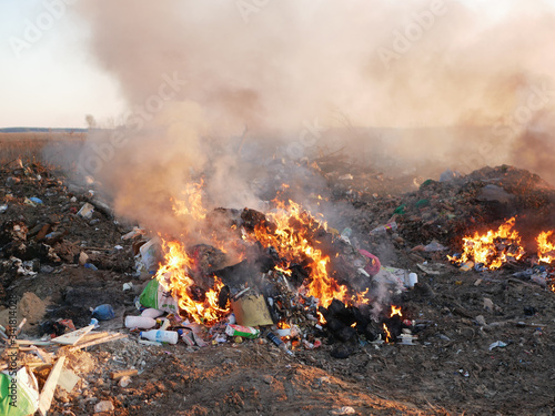 fire close up. burning garbage. concern for the environment. environmental pollution.