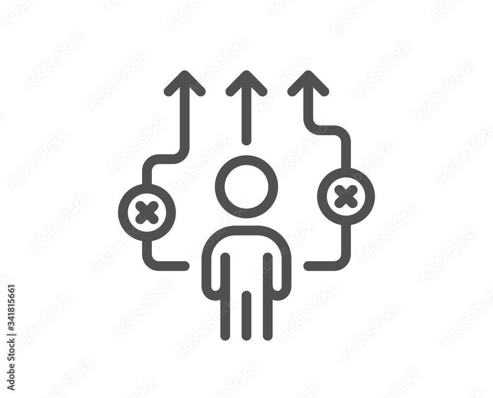 Correct working process line icon. Business way sign. Choose path symbol. Quality design element. Editable stroke. Linear style business way icon. Vector Correct working process line icon. Business way sign. Choose path symbol. Quality design element. Editable stroke. Linear style business way icon. Vector