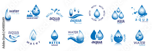Water Splash Vector And Drop Set - Isolated On White. Abstract Vector Collection Of Flat Water Splash and Drop Logo. Icons For Droplet, Water Wave, Rain, Raindrop, Company Logo And Bubble Design