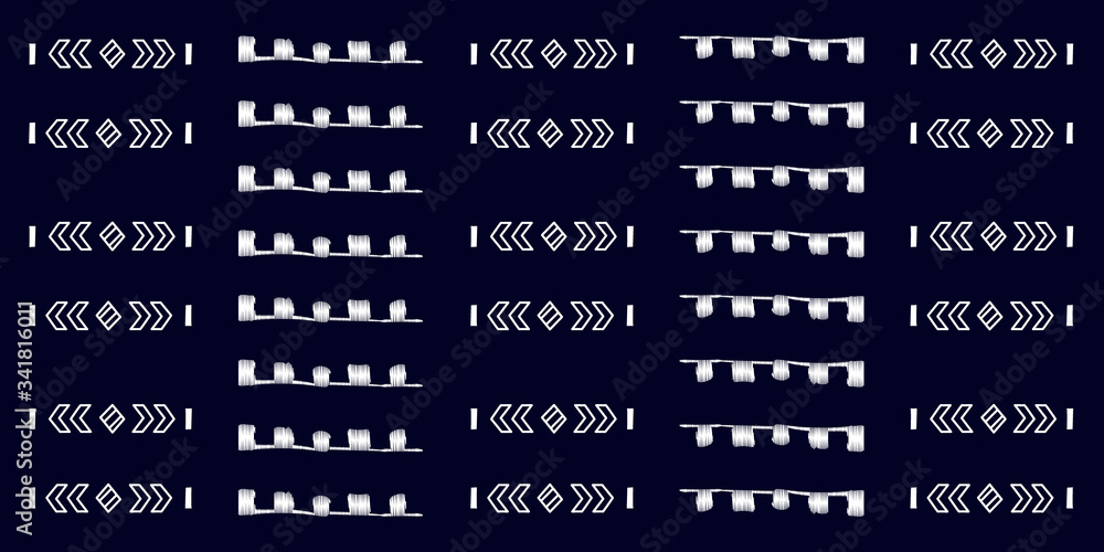 Fototapeta premium White on luxury blue color modern hand drawn pattern. For fabric and textile, wallpaper, packaging.