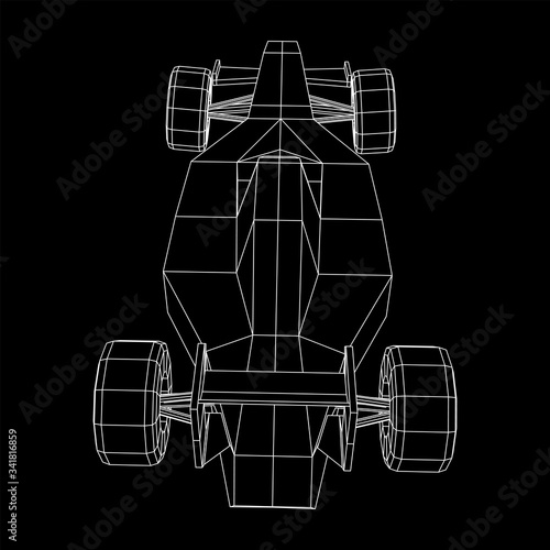 Fast motor sport racing car speed concept. Wireframe low poly mesh vector illustration.