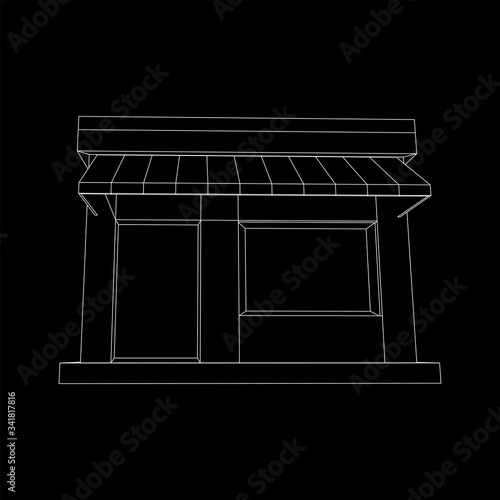 Shop market store. Small business concept. Wireframe low poly mesh vector illustration.