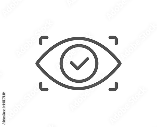 Biometric security scan line icon. Eye access sign. Private protection symbol. Quality design element. Editable stroke. Linear style biometric eye icon. Vector