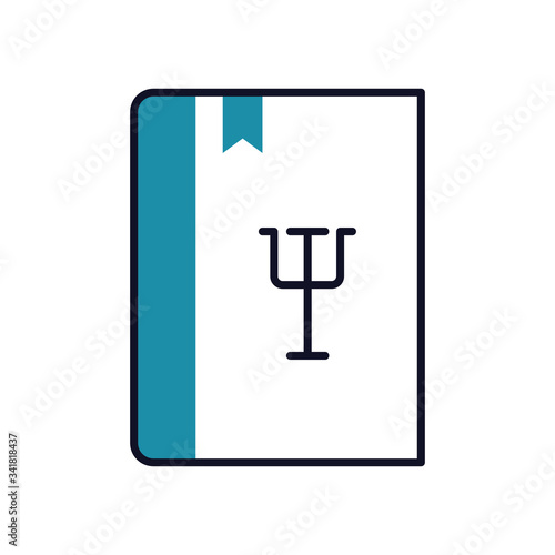 Mental health concept, psychology book icon, half line half color style