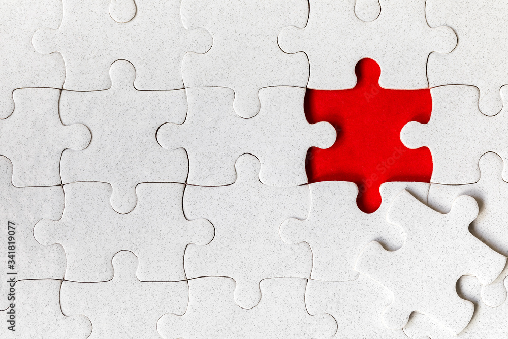 Jigsaw puzzle with missing piece. Missing puzzle pieces. Concept image