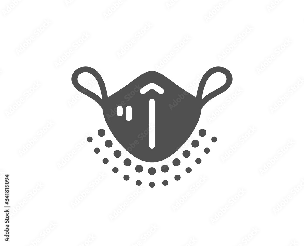 Obraz premium Medical mask icon. Safety breathing respiratory mask sign. Coronavirus face protection symbol. Classic flat style. Quality design element. Simple medical mask icon. Vector