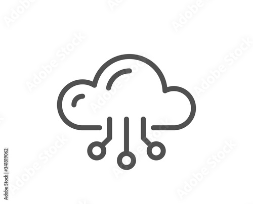 Cloud computing line icon. Internet data storage sign. File hosting technology symbol. Quality design element. Editable stroke. Linear style cloud computing icon. Vector