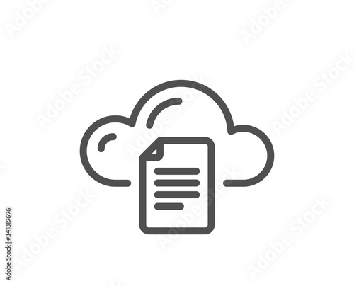 File data storage line icon. Cloud computing sign. Document hosting technology symbol. Quality design element. Editable stroke. Linear style file storage icon. Vector