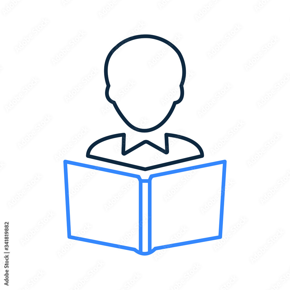 Reading book outline icon, studying, reader Reading book outline icon, studying, reader