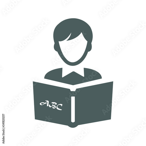 Reading book gray icon, studying, reader