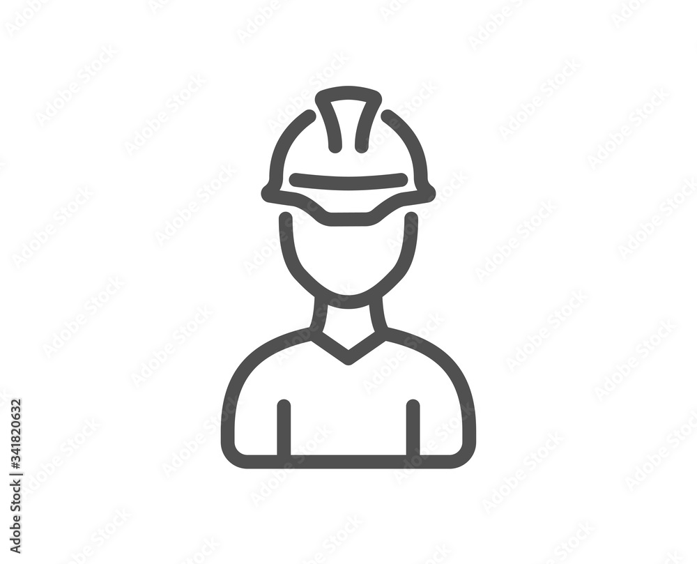 Foreman line icon. Engineer or architect sign. Construction helmet symbol. Quality design element. Editable stroke. Linear style foreman icon. Vector