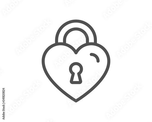 Love lock line icon. Honeymoon bridge locker sign. Couple relationships symbol. Quality design element. Editable stroke. Linear style love lock icon. Vector