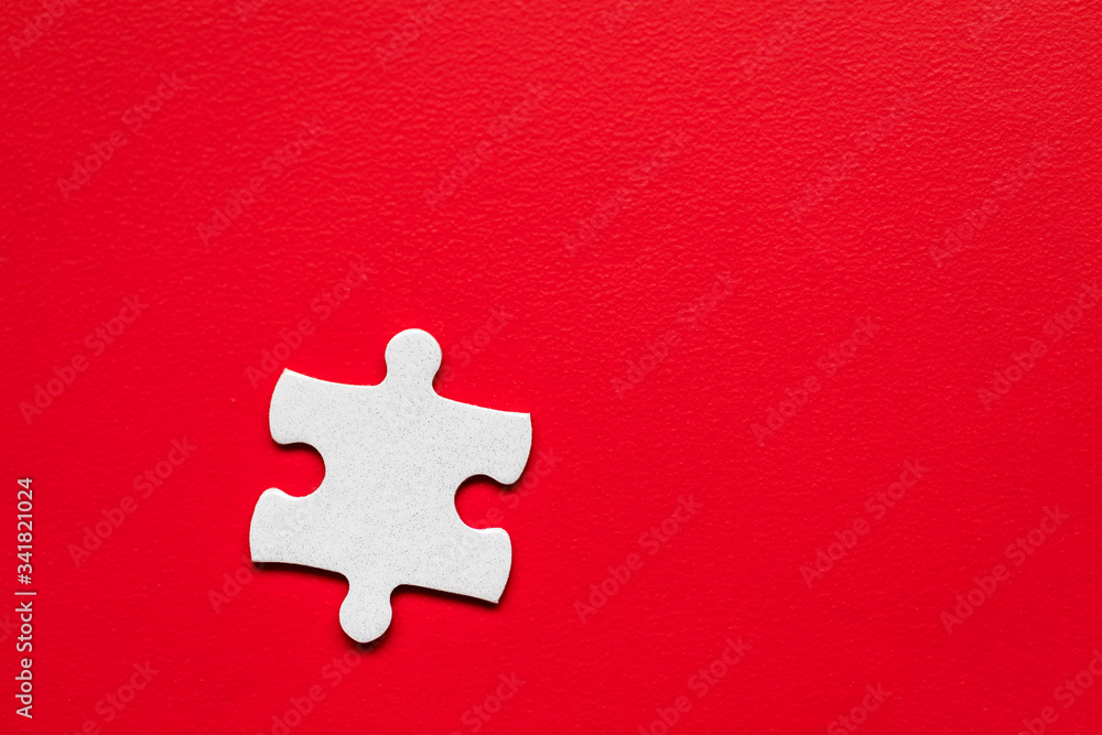 Closeup of jigsaw puzzle isolated. Missing jigsaw puzzle piece
