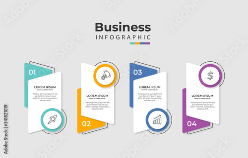 Infographic Template Parallelogram 4 Steps