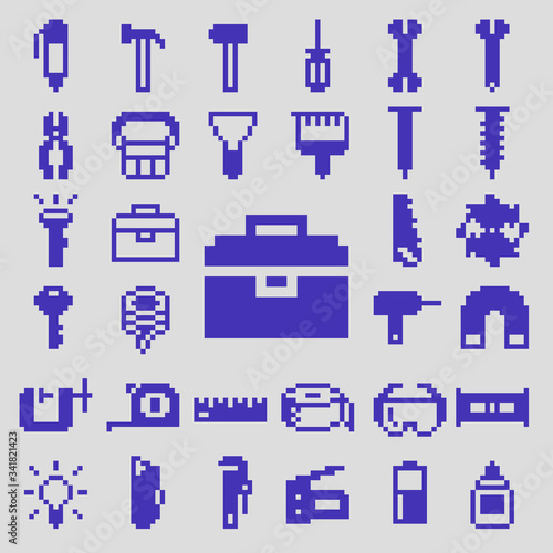 Pixel Art Tools & Hardware Flat Icon Set