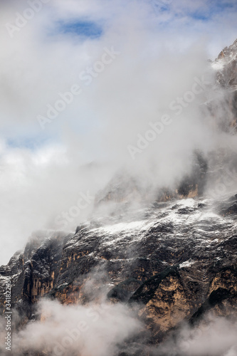 Alpine landscape with Monte Antelao peaks in the Dolomites, Italy, Europe © daliu