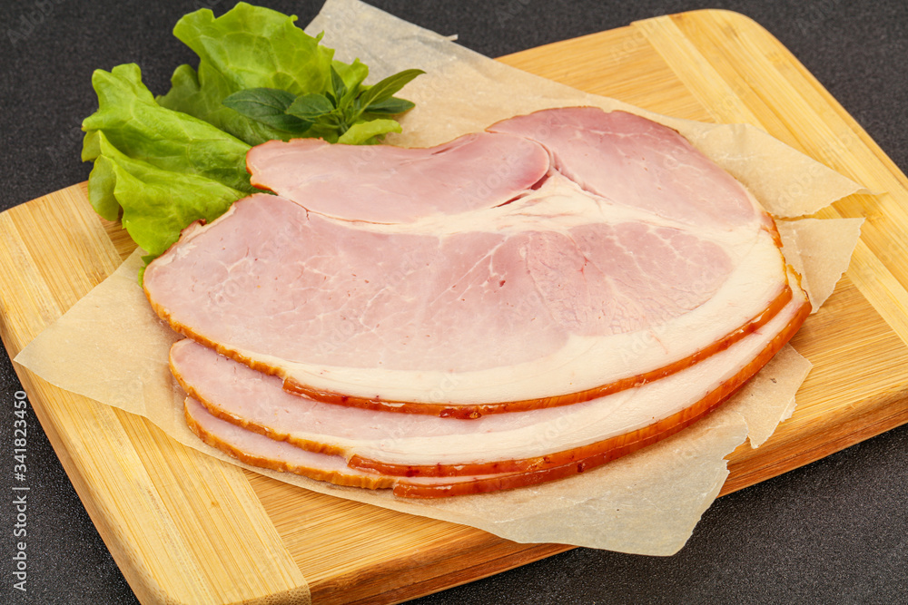 Sliced pork belly over board Sliced pork belly over board
