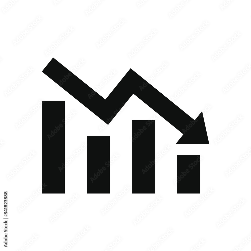 descending graphic chart icon, silhouette style descending graphic chart icon, silhouette style