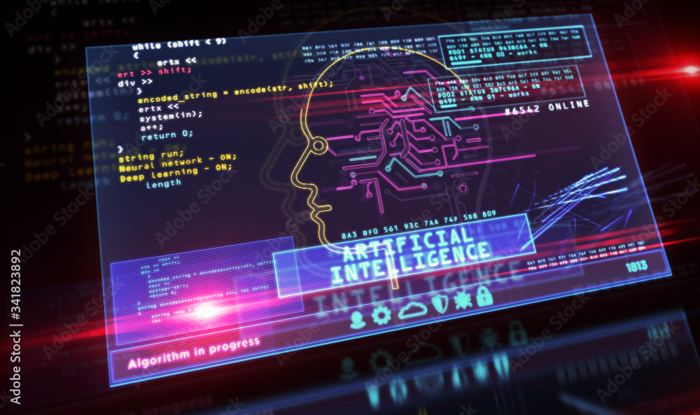 Artificial Intelligence on screen illustration Artificial Intelligence on screen illustration