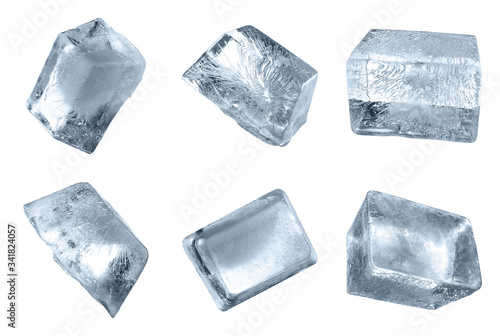 Set of ice cubes on white background