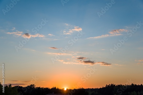 Sunset above the forest  the death of nature