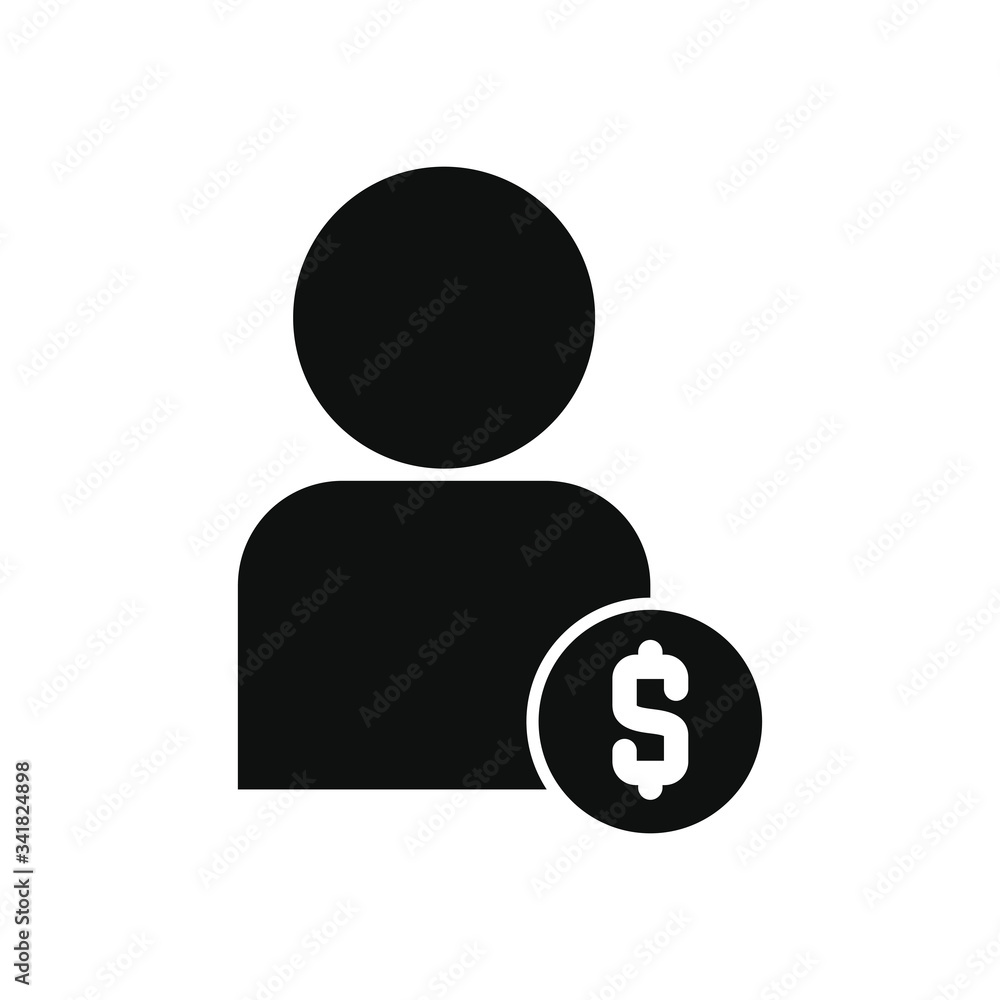avatar person and money symbol, silhouette style avatar person and money symbol, silhouette style