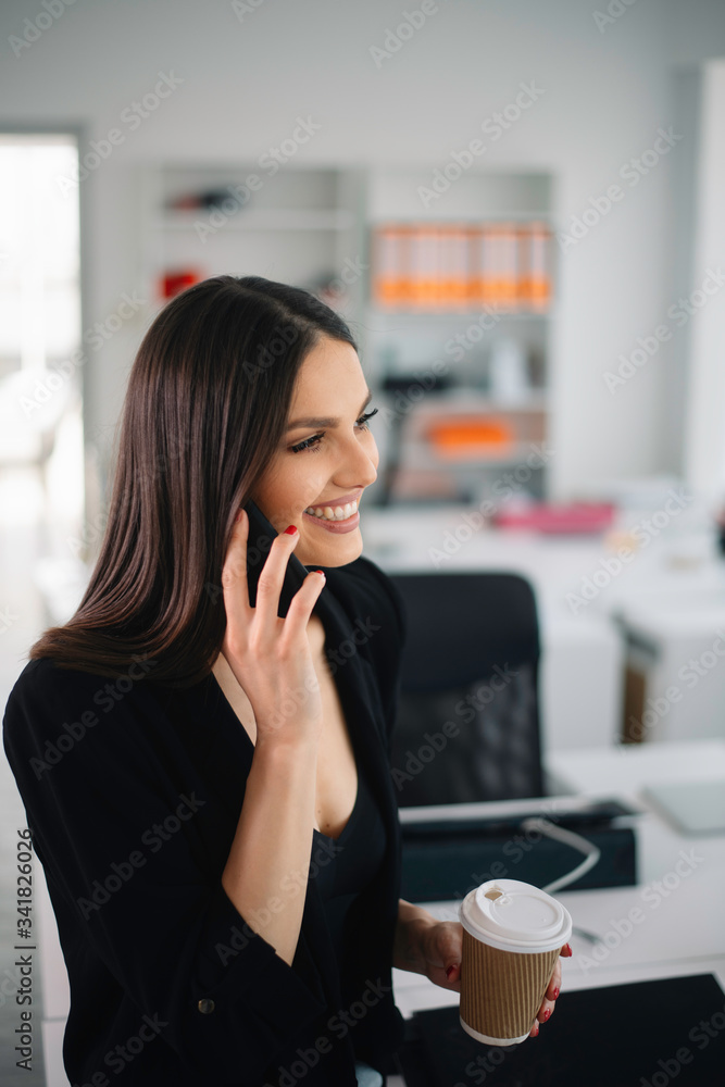 Beautiful businesswoman working in office. Young woman preparing for the meeting.