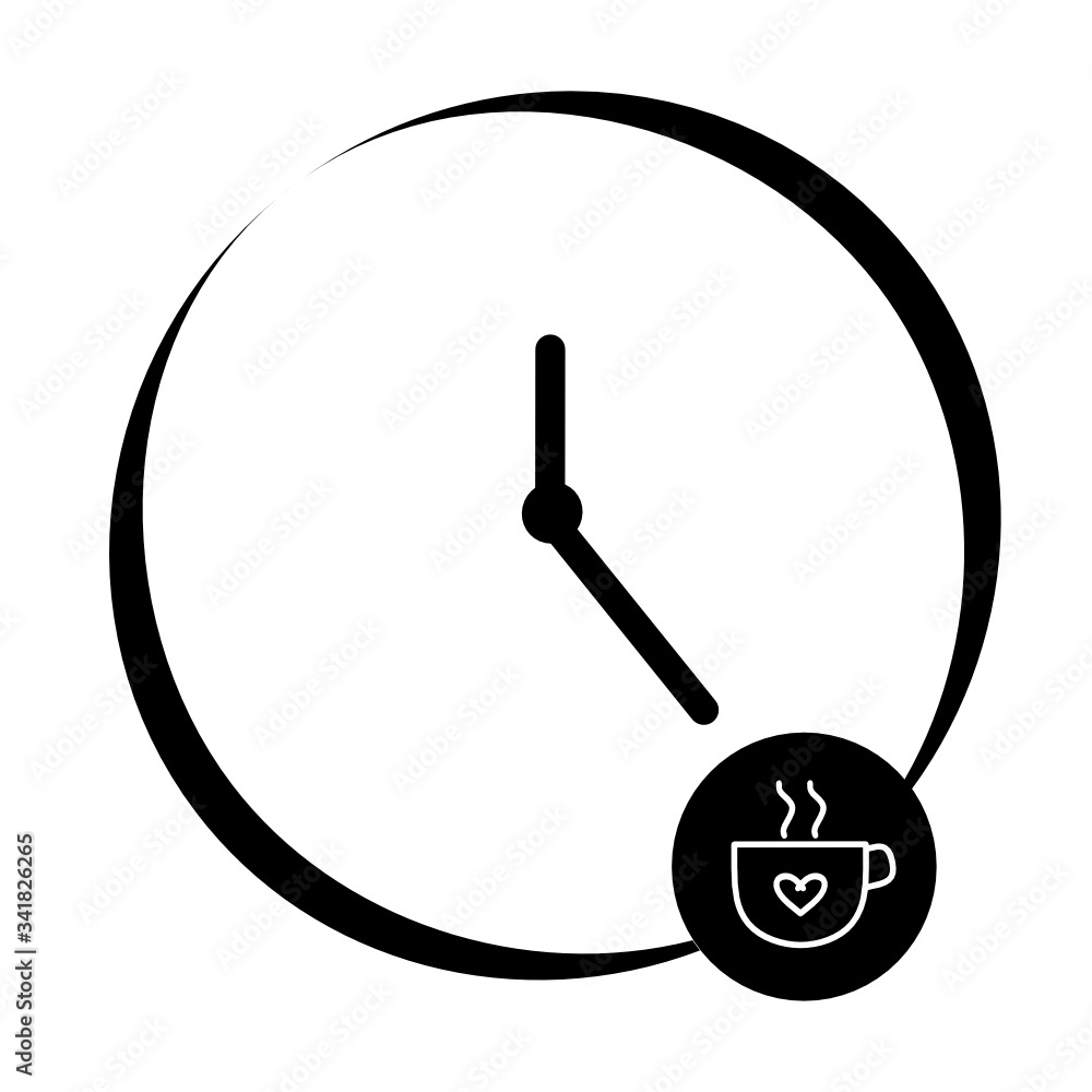 Coffee time, clock, watch icon. Concept of UI design elements. Digital countdown app, user interface kit, mobile clock interface. It's time to drink, coffee, break vector sign Coffee time, clock, watch icon. Concept of UI design elements. Digital countdown app, user interface kit, mobile clock interface. It's time to drink, coffee, break vector sign
