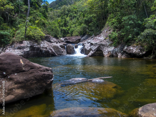Waterfall photographed in Caparao, Espirito Santo. Southeast of Brazil. Atlantic Forest Biome. Picture made in 2018.