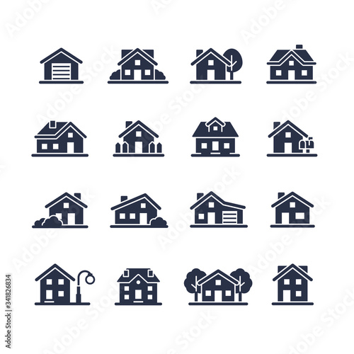 house and city icon set