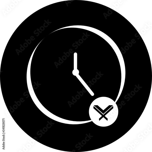 Learning time, clock, watch in blue circle icon. Concept of UI design elements. Digital countdown app, user interface kit, mobile clock interface. It's time to study, think vector sign.