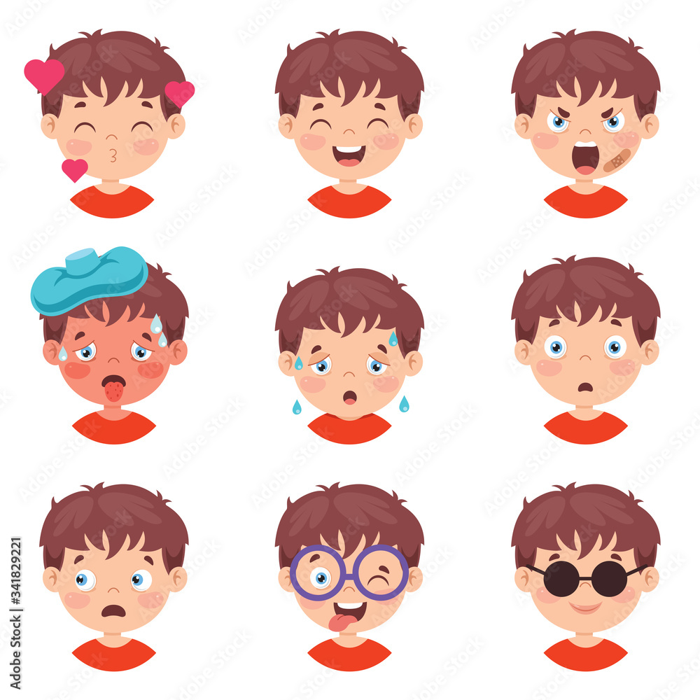 Set Of Different Expressions Of Kids Set Of Different Expressions Of Kids