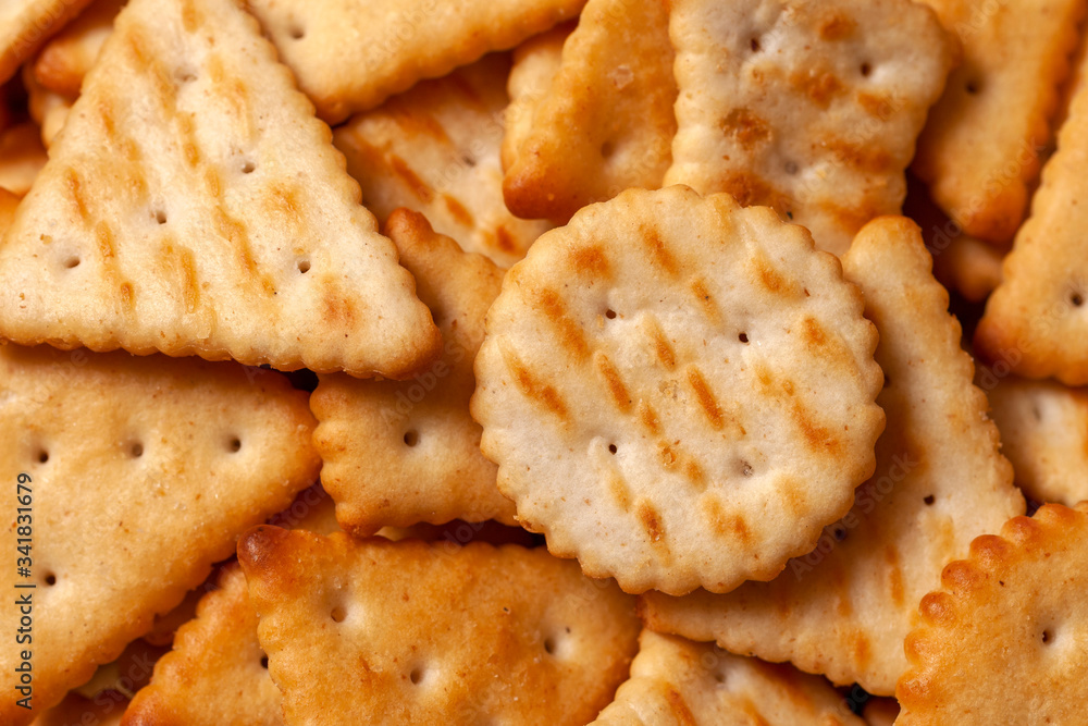 Close up shot of salty crackers on a plate Close up shot of salty crackers on a plate