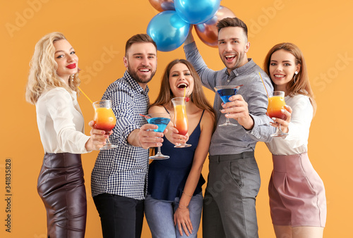 Happy people with air ballo...