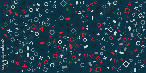 Video Games outline pattern. Vector game concept seamless background. Play station game pad