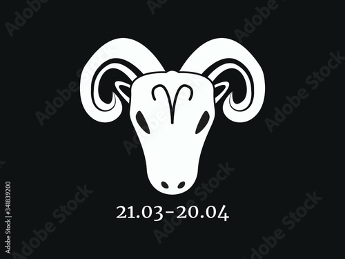 Aries. Vector illustration of the astrological sign of Aquarius. Zodiac. Horoscope Minimalism  classic color  black and white