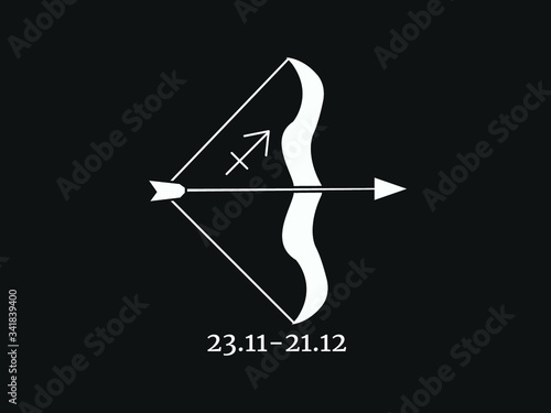 Sagittarius. Vector illustration of the astrological sign of Aquarius. Zodiac. Horoscope Minimalism, classic color, black and white