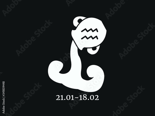 Vector illustration of the astrological sign of Aquarius. Zodiac. Horoscope Minimalism, classic color, black and white