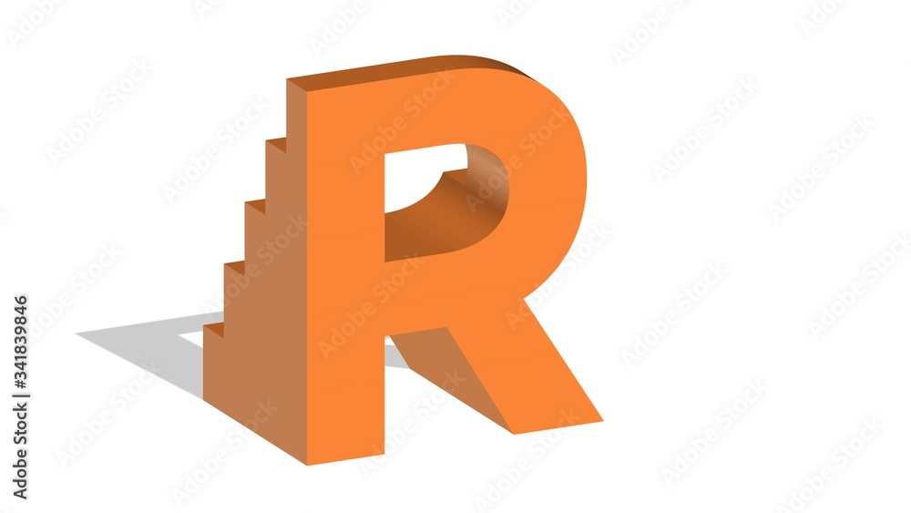 3D ENGLISH ALPHABET MADE OF TERRACE ORANGE BLOCKS : R 3D ENGLISH ALPHABET MADE OF TERRACE ORANGE BLOCKS : R