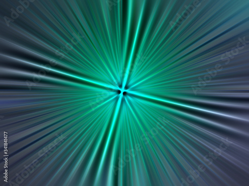  Abstract surface radial zoom blur of emerald, gray tones. Abstract emerald background with radial, radiating, converging lines. 