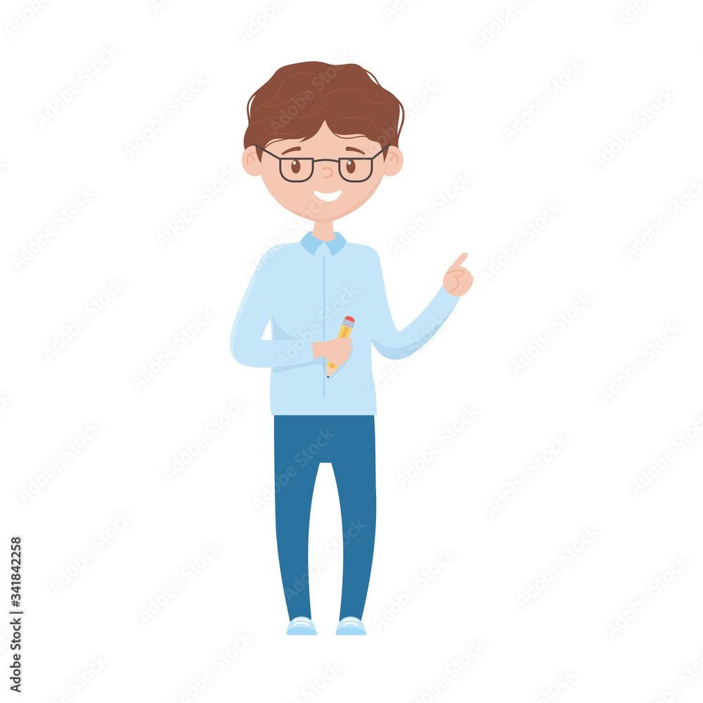 School boy with pencil vector design